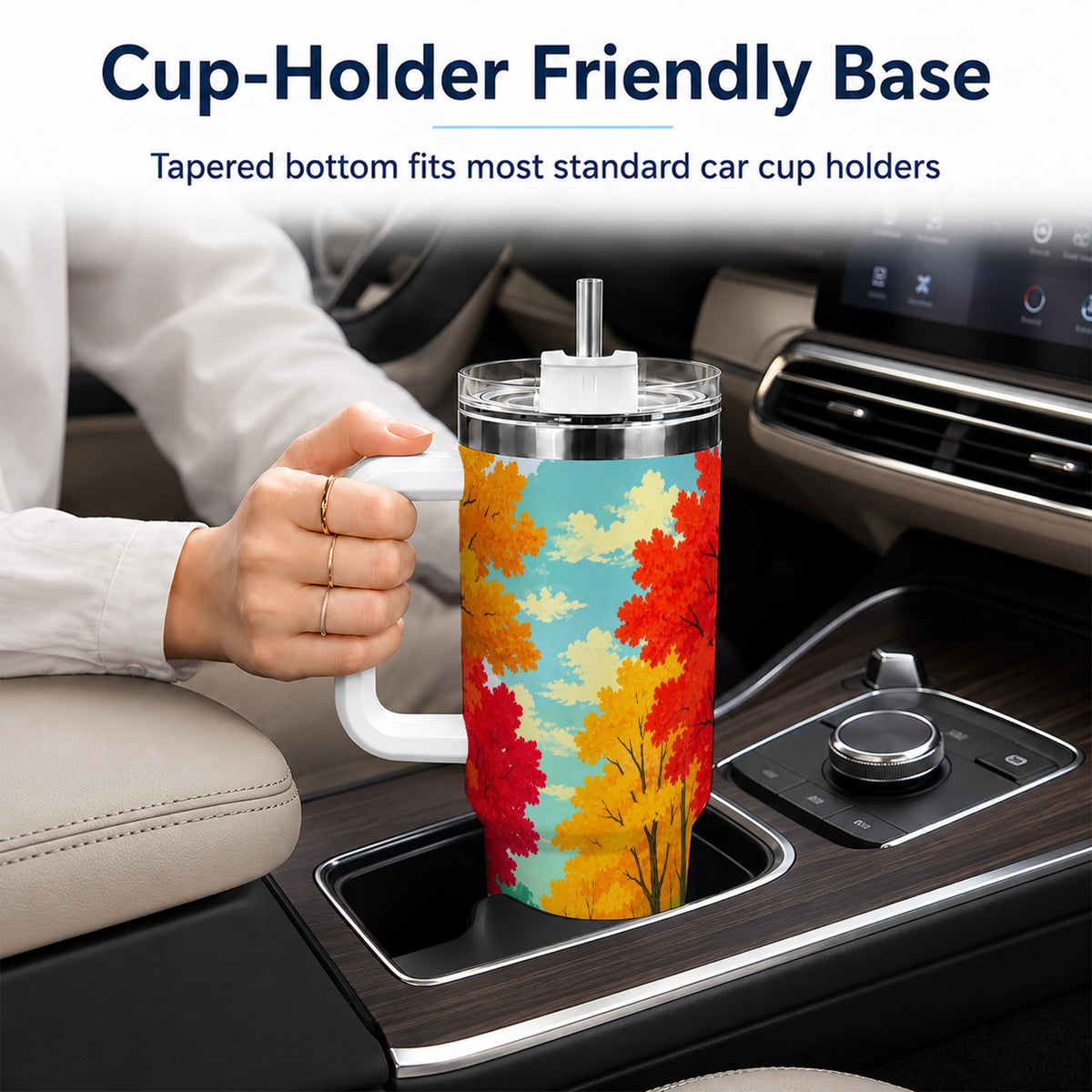Autumn Forest 40oz Tumbler, Fall Foliage Stainless Steel Travel Cup