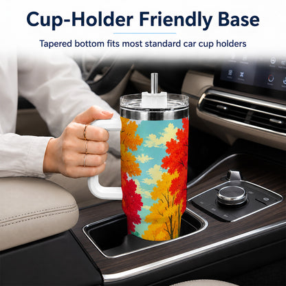 Autumn Forest 40oz Tumbler, Fall Foliage Stainless Steel Travel Cup