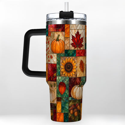 #pl[40oz|Black] Autumn Harvest 40oz Tumbler, Pumpkin Leaf Stainless Steel Travel Cup