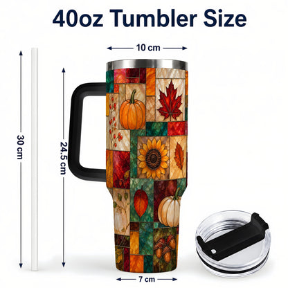 #pl[40oz|Black] Autumn Harvest 40oz Tumbler, Pumpkin Leaf Stainless Steel Travel Cup
