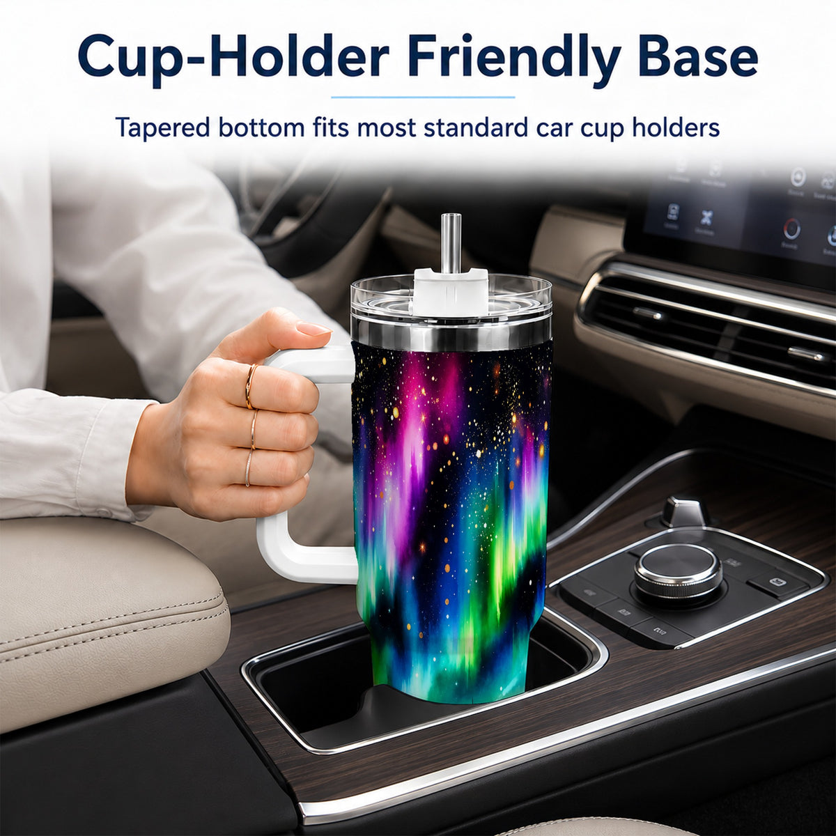 Northern Lights 40oz Tumbler, Aurora Forest Stainless Steel Travel Cup
