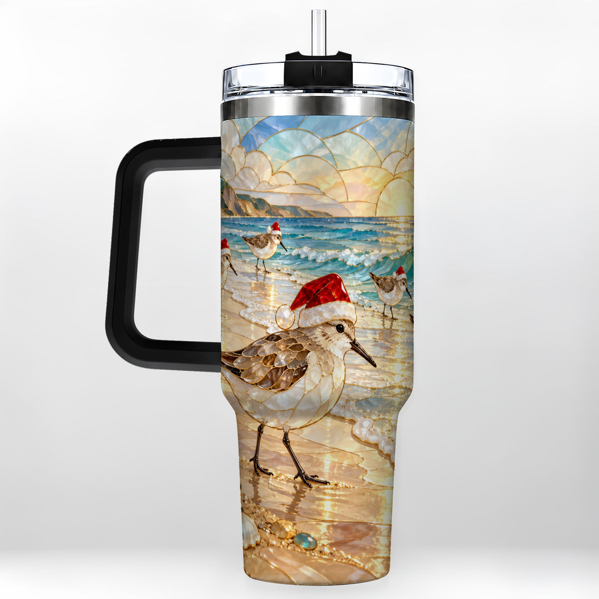 #pl[40oz|Black] Santa Shorebird Tumbler 40oz, Coastal Tumbler, Stainless Steel Travel Cup