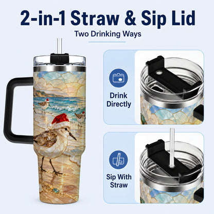 #pl[40oz|Black] Santa Shorebird Tumbler 40oz, Coastal Tumbler, Stainless Steel Travel Cup