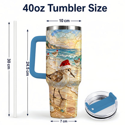 #pl[40oz|Blue] Santa Shorebird Tumbler 40oz, Coastal Tumbler, Stainless Steel Travel Cup