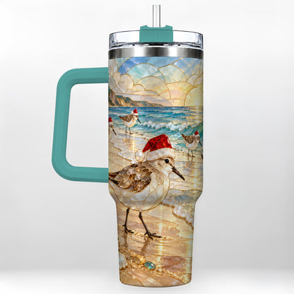 #pl[40oz|Green] Santa Shorebird Tumbler 40oz, Coastal Tumbler, Stainless Steel Travel Cup