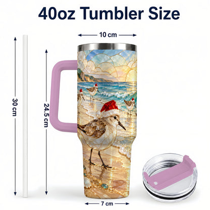 #pl[40oz|Pink] Santa Shorebird Tumbler 40oz, Coastal Tumbler, Stainless Steel Travel Cup