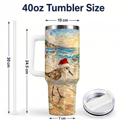 #pl[40oz|White] Santa Shorebird Tumbler 40oz, Coastal Tumbler, Stainless Steel Travel Cup