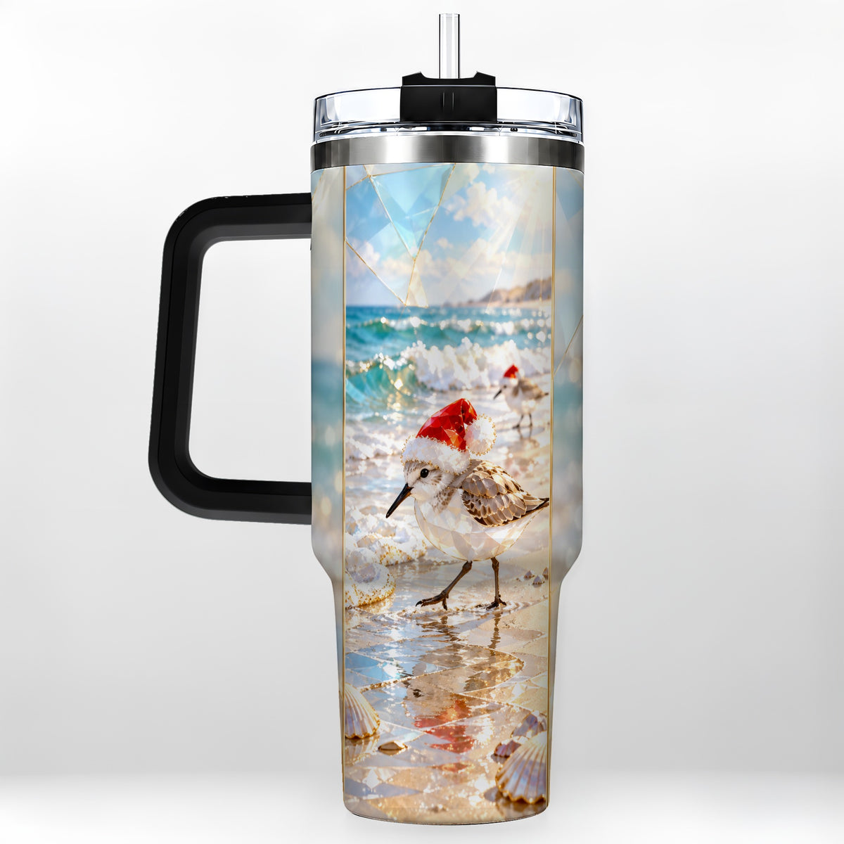 #pl[40oz|Black] Christmas Shorebird Tumbler 40oz, Beach Tumbler, Stainless Steel Travel Cup