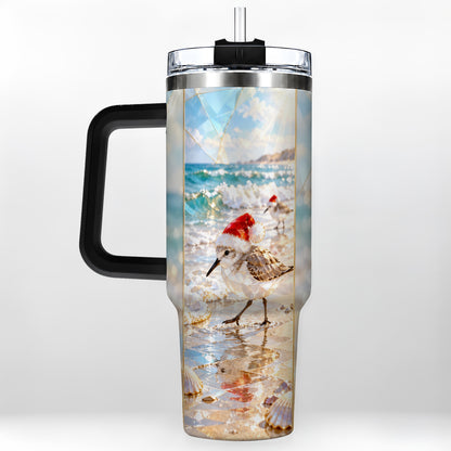 #pl[40oz|Black] Christmas Shorebird Tumbler 40oz, Beach Tumbler, Stainless Steel Travel Cup