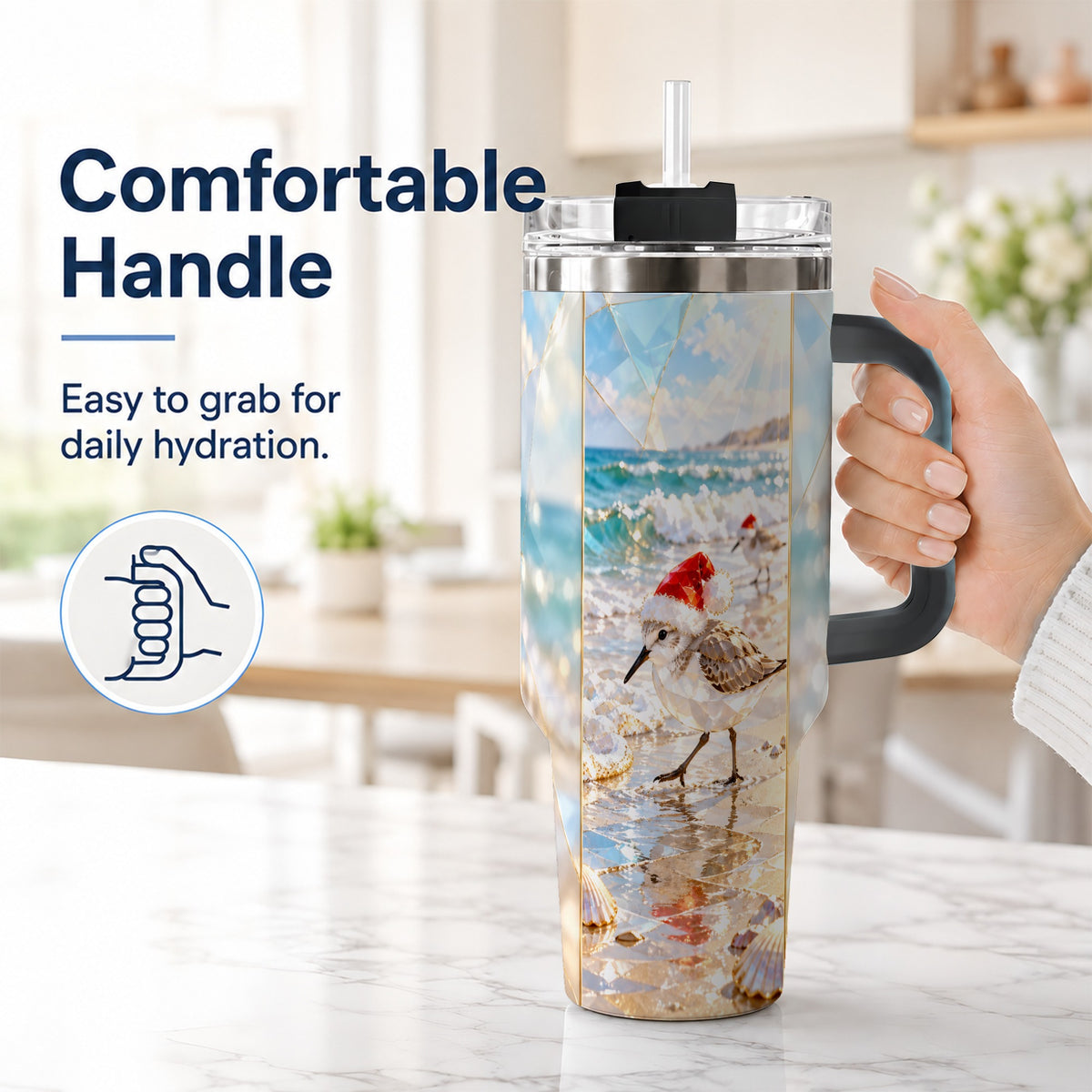 #pl[40oz|Black] Christmas Shorebird Tumbler 40oz, Beach Tumbler, Stainless Steel Travel Cup