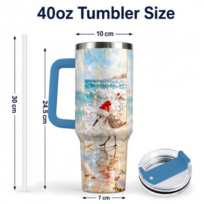 #pl[40oz|Blue] Christmas Shorebird Tumbler 40oz, Beach Tumbler, Stainless Steel Travel Cup