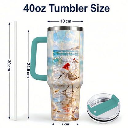 #pl[40oz|Green] Christmas Shorebird Tumbler 40oz, Beach Tumbler, Stainless Steel Travel Cup