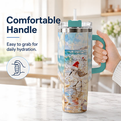 #pl[40oz|Green] Christmas Shorebird Tumbler 40oz, Beach Tumbler, Stainless Steel Travel Cup