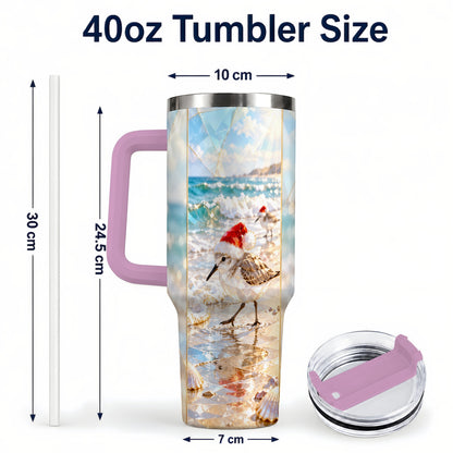 #pl[40oz|Pink] Christmas Shorebird Tumbler 40oz, Beach Tumbler, Stainless Steel Travel Cup