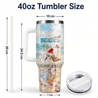 #pl[40oz|White] Christmas Shorebird Tumbler 40oz, Beach Tumbler, Stainless Steel Travel Cup