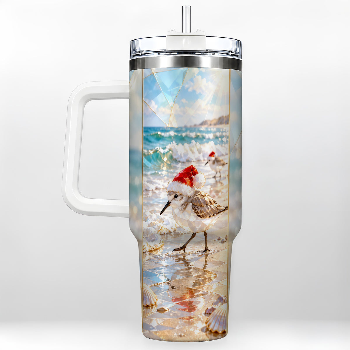 Christmas Shorebird Tumbler 40oz, Beach Tumbler, Stainless Steel Travel Cup
