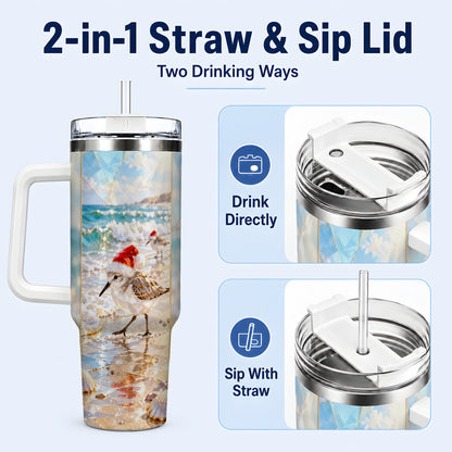 #pl[40oz|White] Christmas Shorebird Tumbler 40oz, Beach Tumbler, Stainless Steel Travel Cup