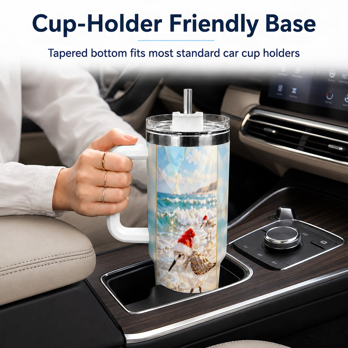 Christmas Shorebird Tumbler 40oz, Beach Tumbler, Stainless Steel Travel Cup
