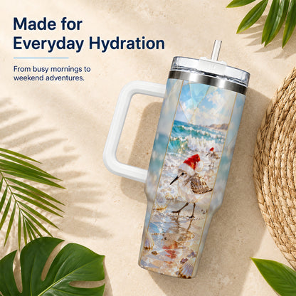 Christmas Shorebird Tumbler 40oz, Beach Tumbler, Stainless Steel Travel Cup