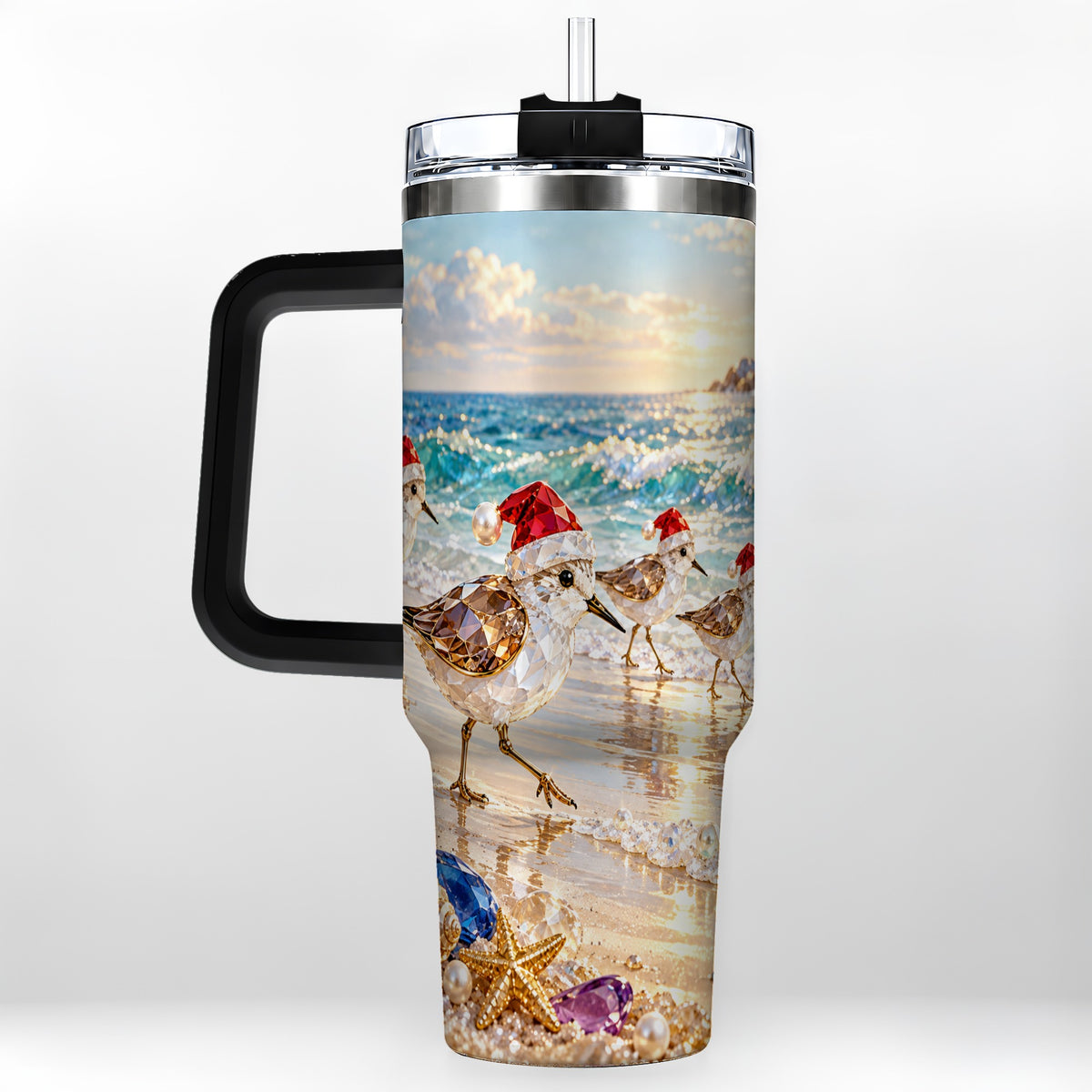 #pl[40oz|Black] Holiday Shorebird Tumbler 40oz, Seaside Tumbler, Stainless Steel Travel Cup