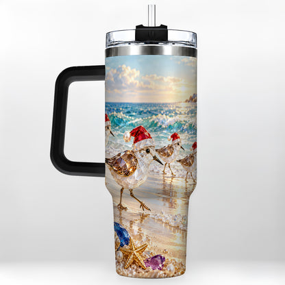 #pl[40oz|Black] Holiday Shorebird Tumbler 40oz, Seaside Tumbler, Stainless Steel Travel Cup
