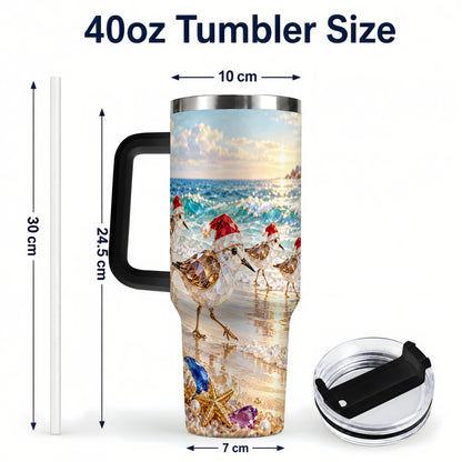 #pl[40oz|Black] Holiday Shorebird Tumbler 40oz, Seaside Tumbler, Stainless Steel Travel Cup