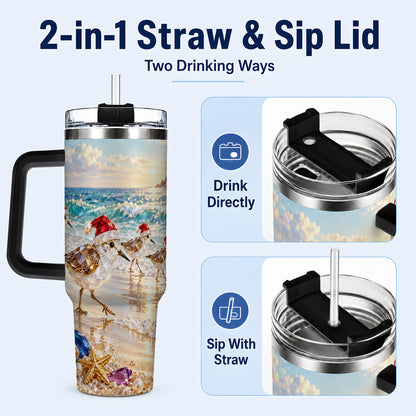 #pl[40oz|Black] Holiday Shorebird Tumbler 40oz, Seaside Tumbler, Stainless Steel Travel Cup