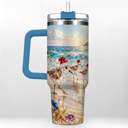 #pl[40oz|Blue] Holiday Shorebird Tumbler 40oz, Seaside Tumbler, Stainless Steel Travel Cup