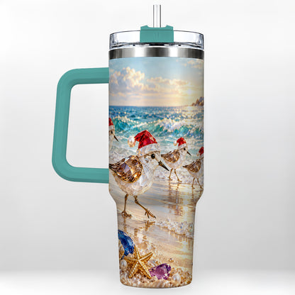 #pl[40oz|Green] Holiday Shorebird Tumbler 40oz, Seaside Tumbler, Stainless Steel Travel Cup