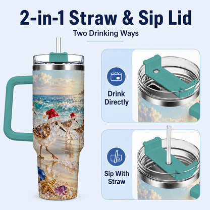 #pl[40oz|Green] Holiday Shorebird Tumbler 40oz, Seaside Tumbler, Stainless Steel Travel Cup