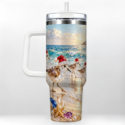 Holiday Shorebird Tumbler 40oz, Seaside Tumbler, Stainless Steel Travel Cup