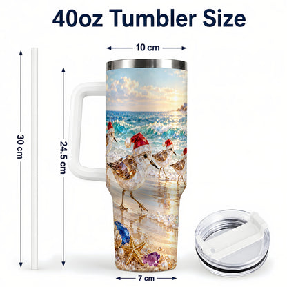 #pl[40oz|White] Holiday Shorebird Tumbler 40oz, Seaside Tumbler, Stainless Steel Travel Cup