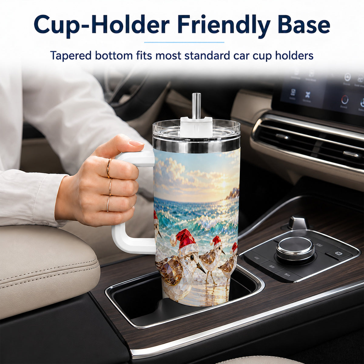 Holiday Shorebird Tumbler 40oz, Seaside Tumbler, Stainless Steel Travel Cup