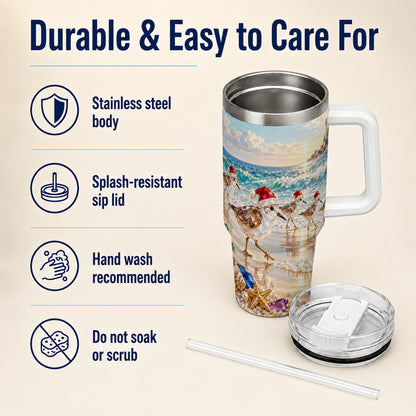 Holiday Shorebird Tumbler 40oz, Seaside Tumbler, Stainless Steel Travel Cup