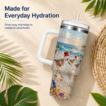 Holiday Shorebird Tumbler 40oz, Seaside Tumbler, Stainless Steel Travel Cup