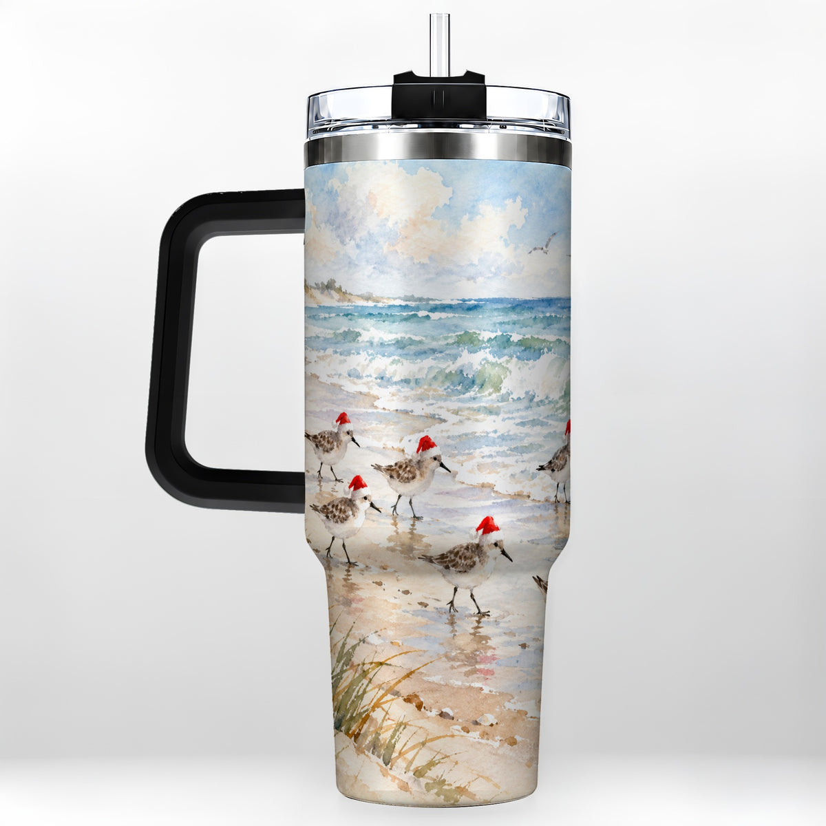 #pl[40oz|Black] Santa Bird Tumbler 40oz, Shorebird Tumbler, Stainless Steel Travel Cup