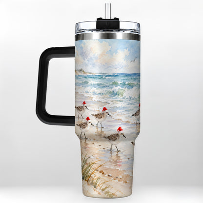 #pl[40oz|Black] Santa Bird Tumbler 40oz, Shorebird Tumbler, Stainless Steel Travel Cup