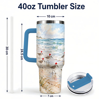 #pl[40oz|Blue] Santa Bird Tumbler 40oz, Shorebird Tumbler, Stainless Steel Travel Cup