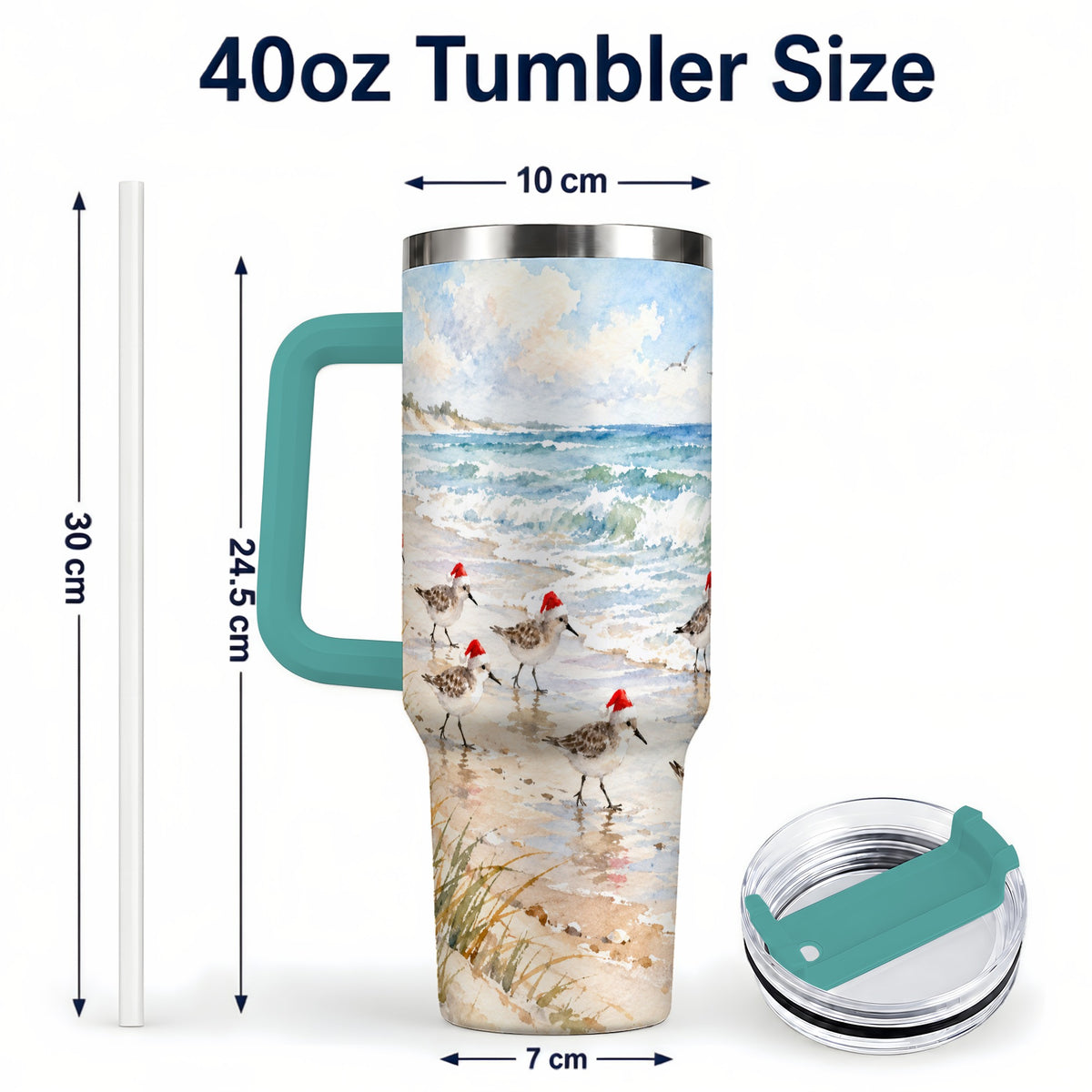 #pl[40oz|Green] Santa Bird Tumbler 40oz, Shorebird Tumbler, Stainless Steel Travel Cup