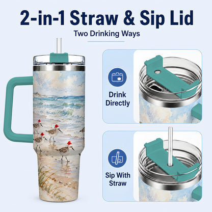 #pl[40oz|Green] Santa Bird Tumbler 40oz, Shorebird Tumbler, Stainless Steel Travel Cup