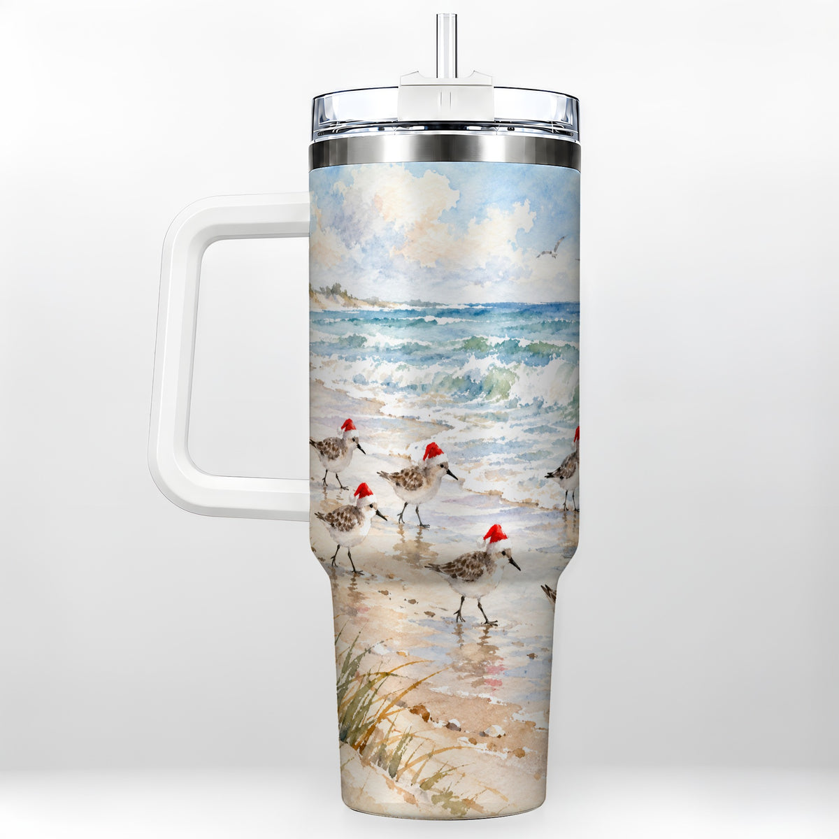 Santa Bird Tumbler 40oz, Shorebird Tumbler, Stainless Steel Travel Cup