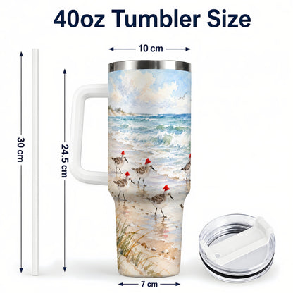 #pl[40oz|White] Santa Bird Tumbler 40oz, Shorebird Tumbler, Stainless Steel Travel Cup