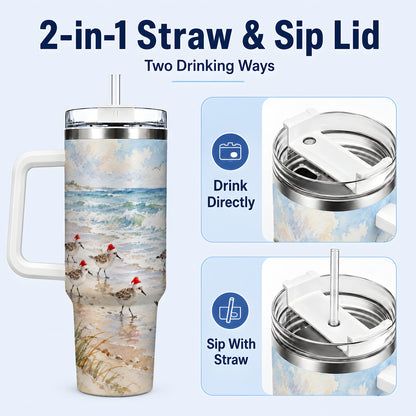 #pl[40oz|White] Santa Bird Tumbler 40oz, Shorebird Tumbler, Stainless Steel Travel Cup