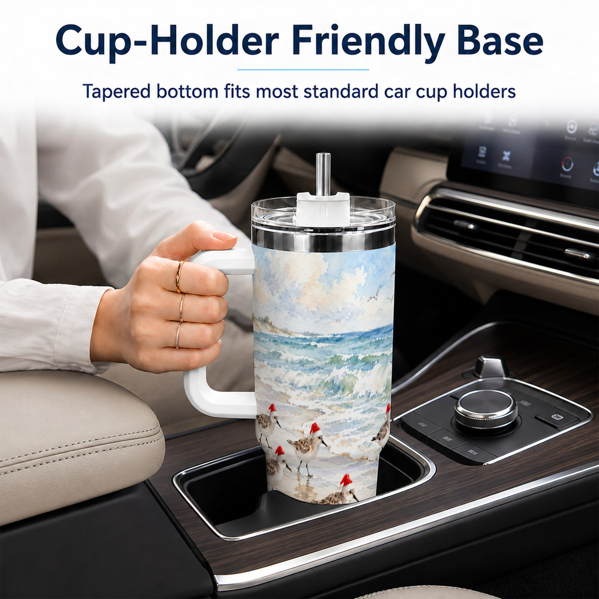 Santa Bird Tumbler 40oz, Shorebird Tumbler, Stainless Steel Travel Cup