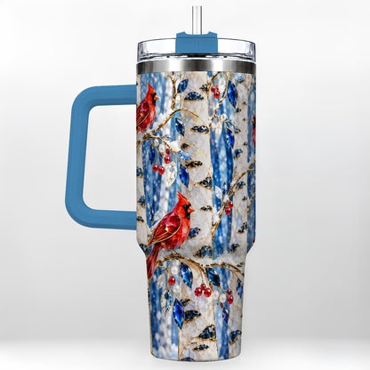 #pl[40oz|Blue] Winter Cardinal 40oz Tumbler with Handle, Birch Forest Travel Cup