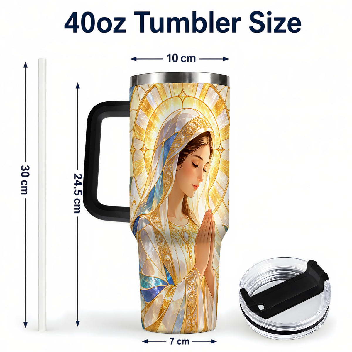 #pl[40oz|Black] Praying Mother Tumbler 40oz, Faith Tumbler, Stainless Steel Travel Cup