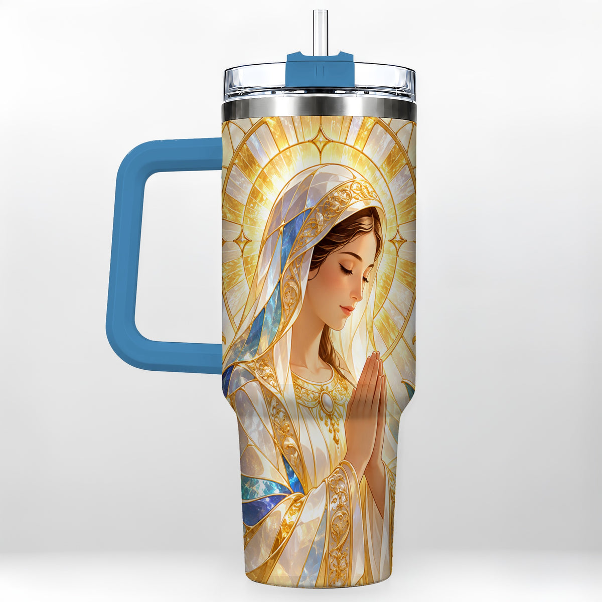 #pl[40oz|Blue] Praying Mother Tumbler 40oz, Faith Tumbler, Stainless Steel Travel Cup