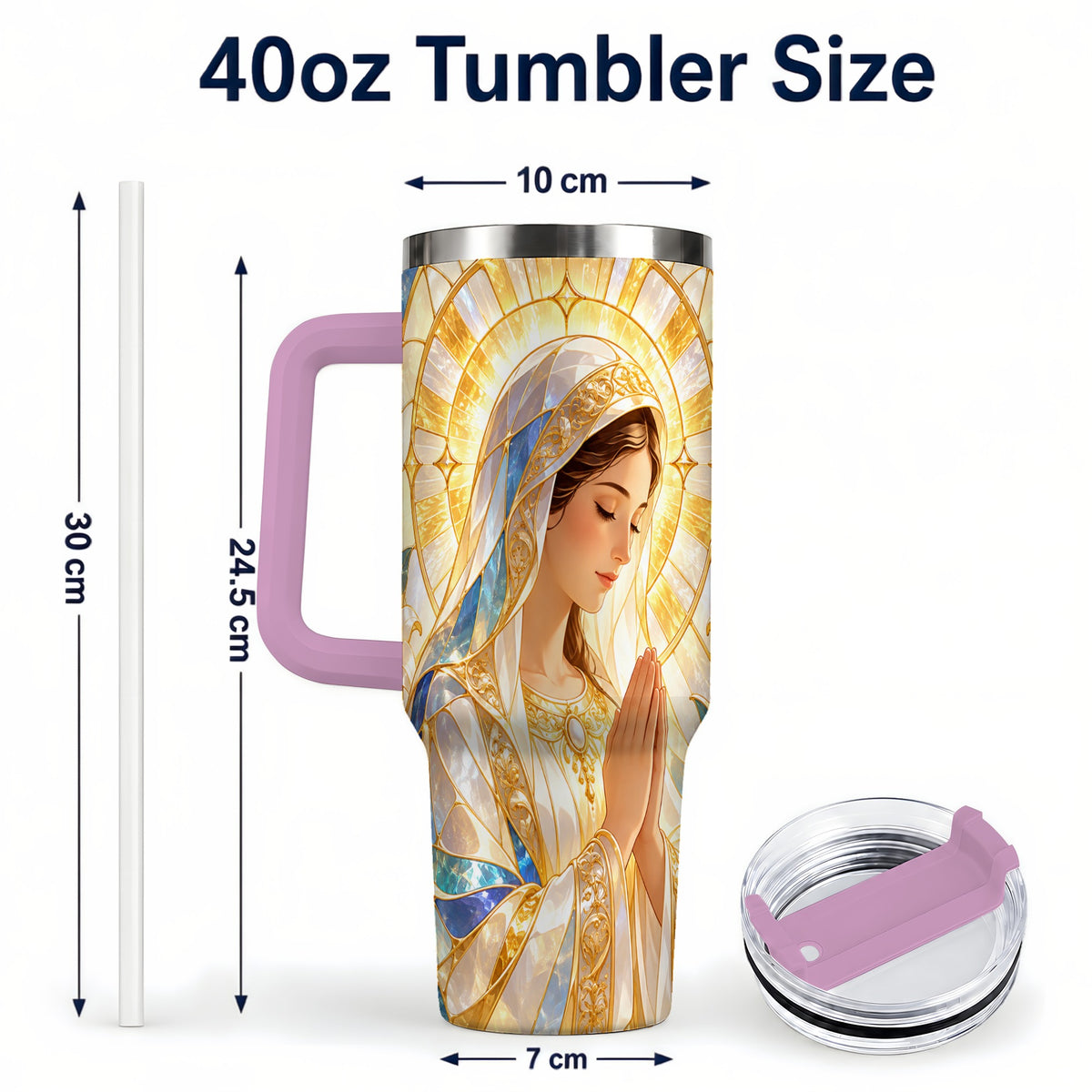 #pl[40oz|Pink] Praying Mother Tumbler 40oz, Faith Tumbler, Stainless Steel Travel Cup