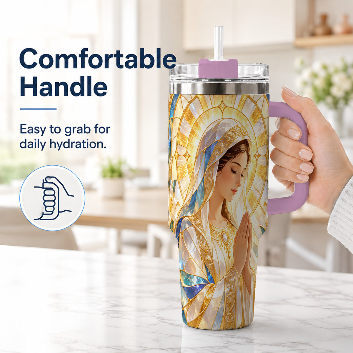 #pl[40oz|Pink] Praying Mother Tumbler 40oz, Faith Tumbler, Stainless Steel Travel Cup