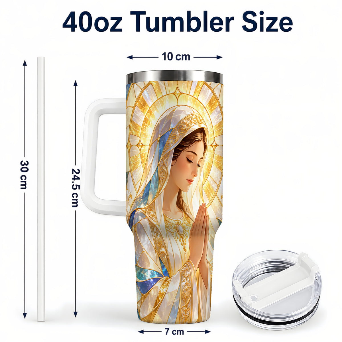 #pl[40oz|White] Praying Mother Tumbler 40oz, Faith Tumbler, Stainless Steel Travel Cup